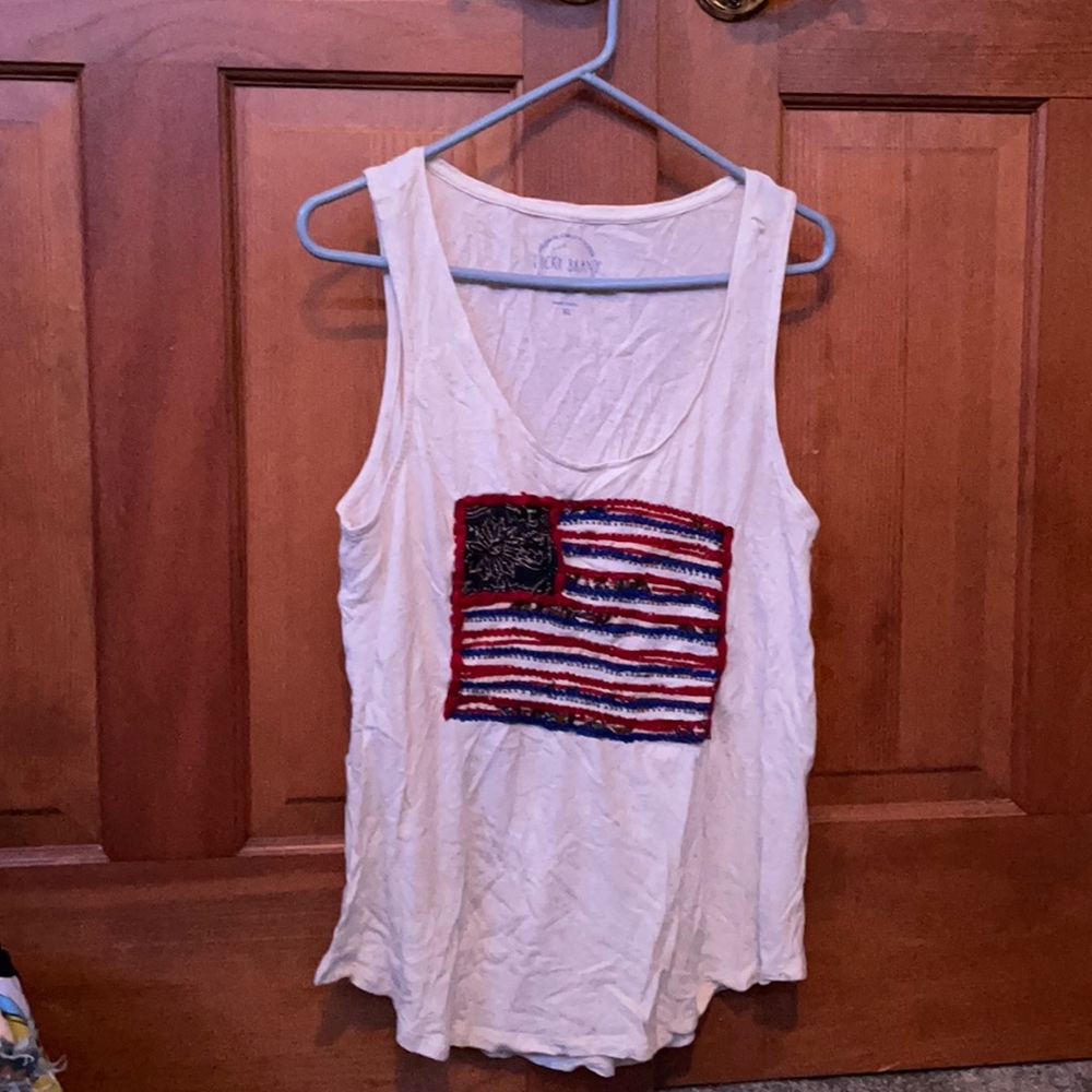 Beaded American Flag crème Tank Top